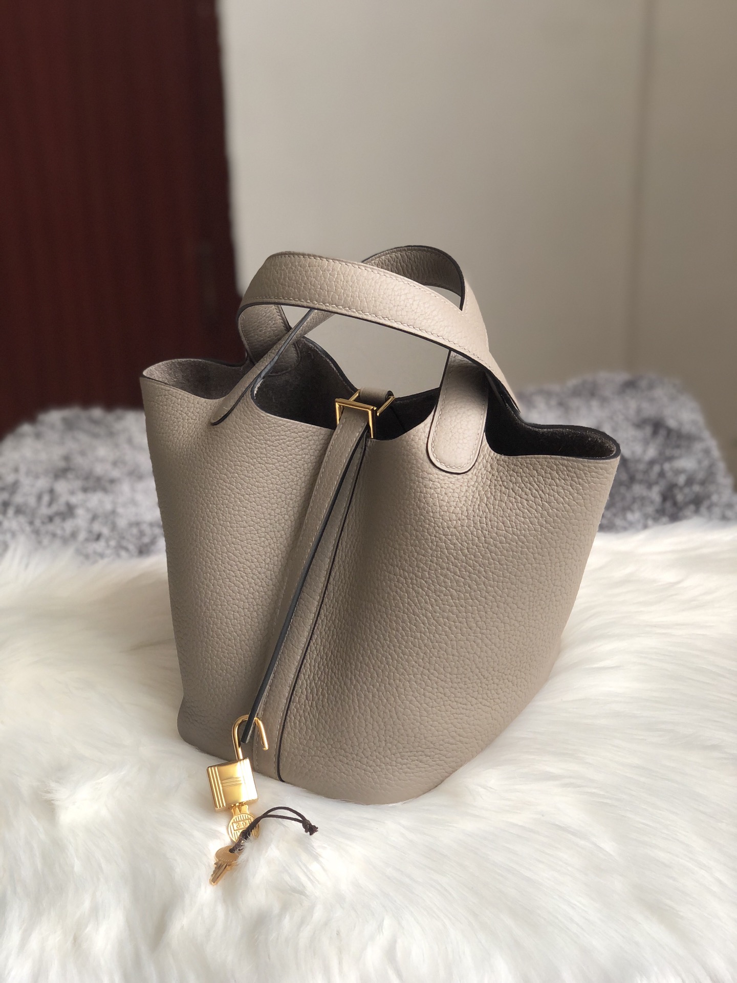 에르메스 피코탄 락18 에토프 금장 소가죽